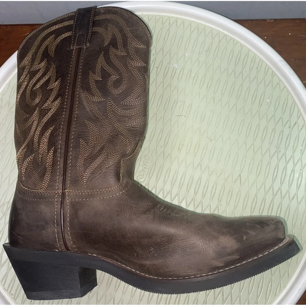 Laredo Outlaw Forge Men Leather Western Cowboy Boots Brown Square Toe 8D NWT